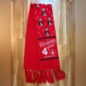 Vintage Snowbird Channel 4 Red Penguin Knit Scarf WSMV Nashville